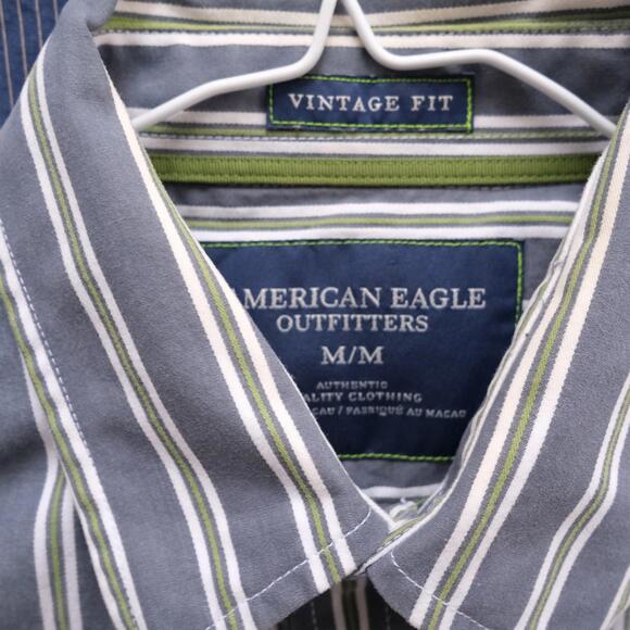 American Eagle Lot of 3 Vintage Fit Men's Striped Button Shirts Size Medium - Picture 3 of 7